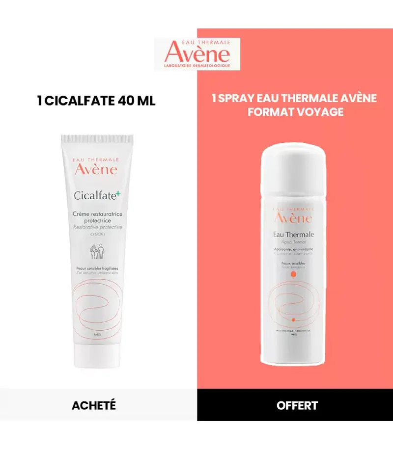 AVENE CICALFATE CREME REPARATRICE 40ML + AVENE EAU THERMALE 50ML OFFERT