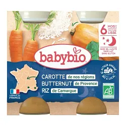 BABYBIO PETIT POT CAROTTE DES LANDES RIZ DE CAMARGUE 2*200G