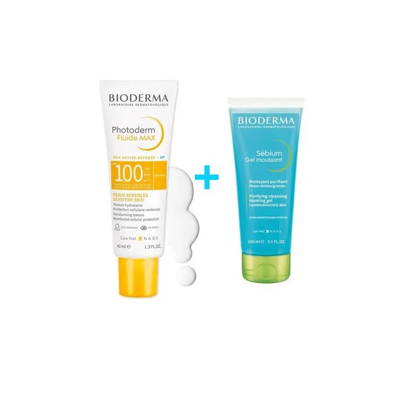 Bioderma Coffret Photoderm Fluide Invisible Spf100 40ml + Sebium Gel Moussant 100ml Offert