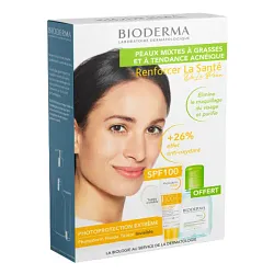 Bioderma Photoderm Pack Duo Peaux Sensible À Grasses Et À Tendance AcnÉique Fluide Max Invisible Spf100 40ml+ Sebium H2o 100ml