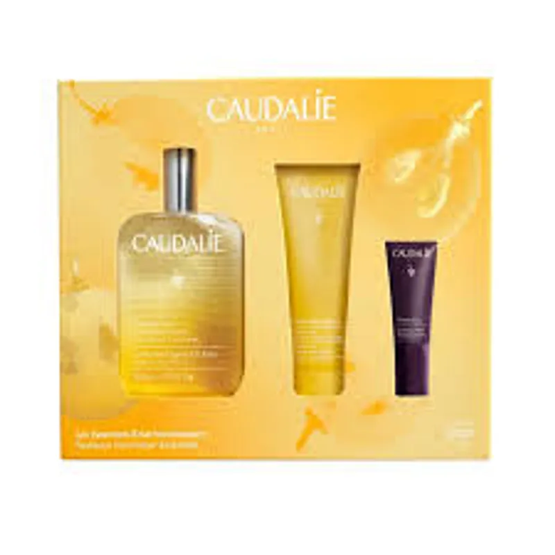 Caudalie Coffret Huile Elixir 100ml + Soleil Des Vignes Gel Douche 50ml +  Premier Cru La Creme Yeux 5ml