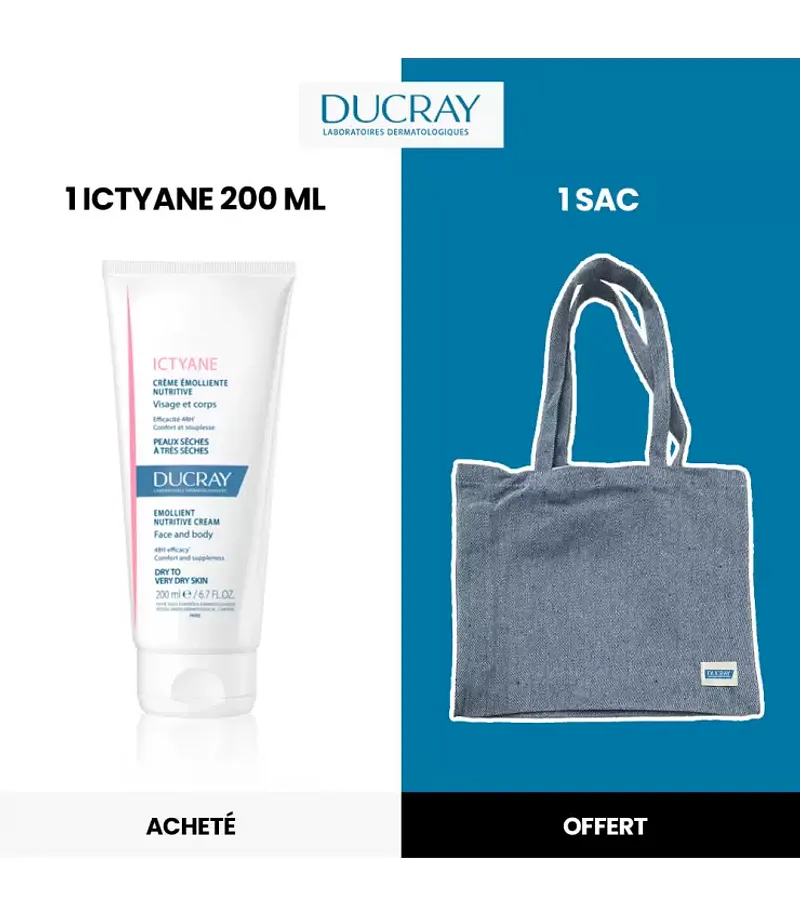 DUCRAY ICTYANE CREME EMOLLIENTE NUTRITIVE VISAGE ET CORPS  PEAUX SECHES A TRES SECHES 200ML