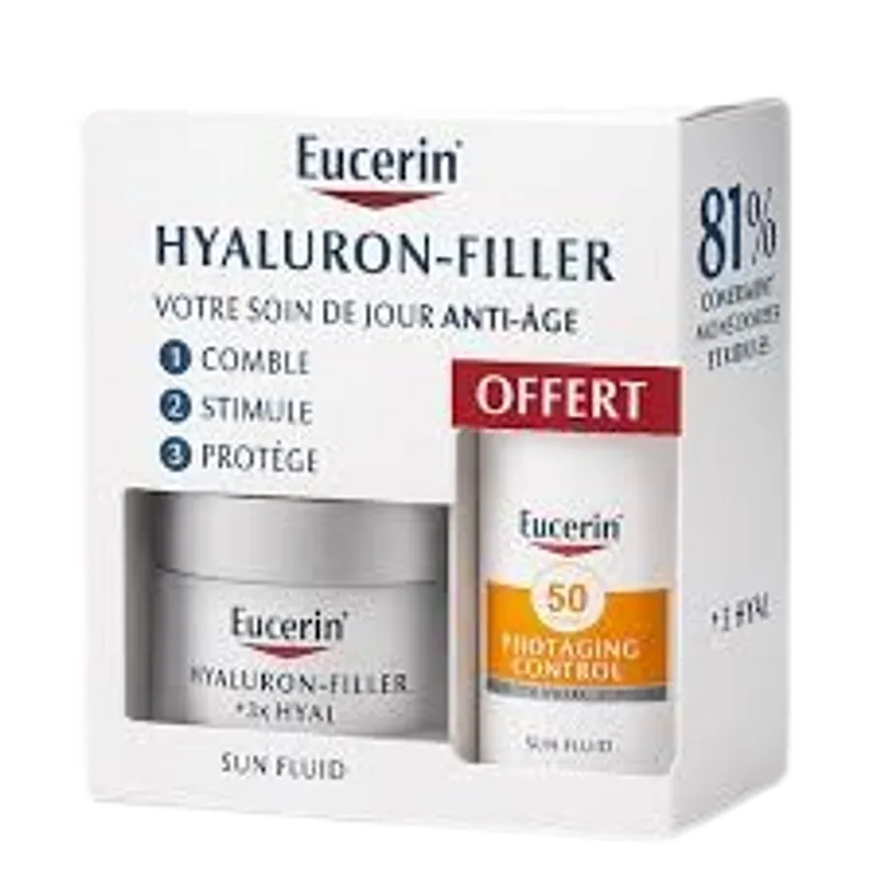 Eucerin Pack Anti-age Hyaluron Filler +3*effect Soin De Jour Spf15 50ml + Photoagin Contol Sun Fluid 50ml