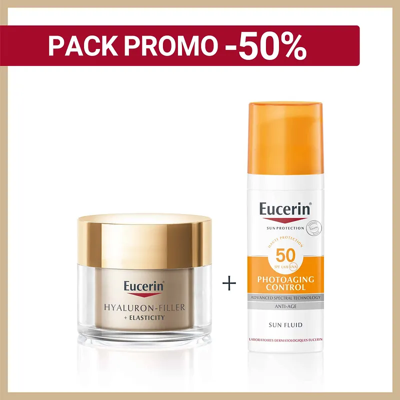 EUCERIN PACK HYALURON FILLER+ELASTICITY SOIN DE NUIT 50ML + PHOTOAGING CONTROL SUN FLUIDE SPF50 50ML