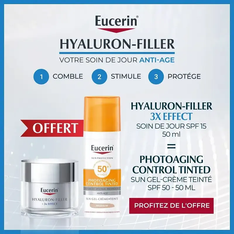 EUCERIN PACK HYALURON FILLER JOUR 50ML + PHOTOAGING CONTROL TEINTE MEDIUM 50ML