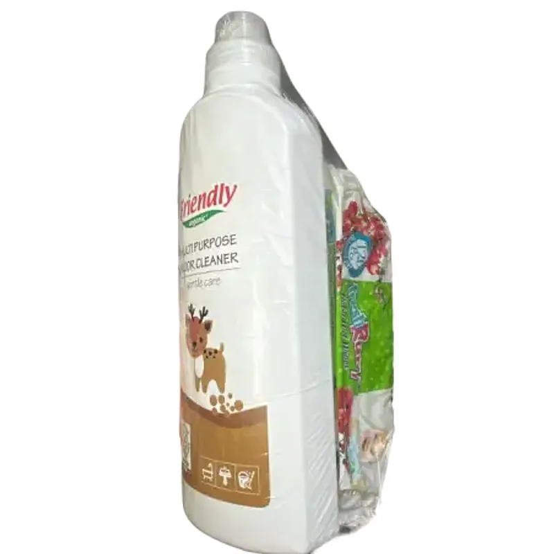 FRIENDLY ORGANIC MULTI PURPOSE FLOOR CLEANER 1L + LINGETTES FRESH RUNNY B120 OFFERT