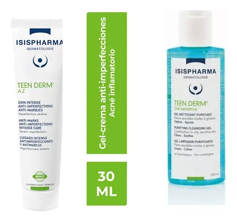 Isispharma Pack Teen Derm Az 30ml + Teen Derm Gel Sensitive 100ml