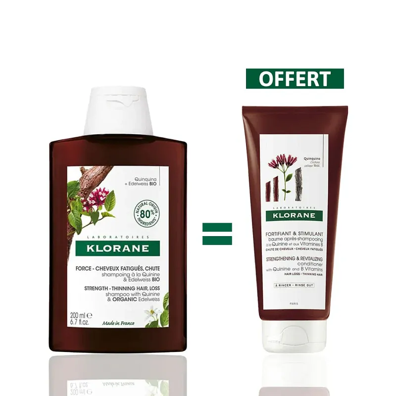 Klorane Quinine Et Aux Vitamines B Pack Shampooing 200ml + Baume Apres Shampooing 50ml