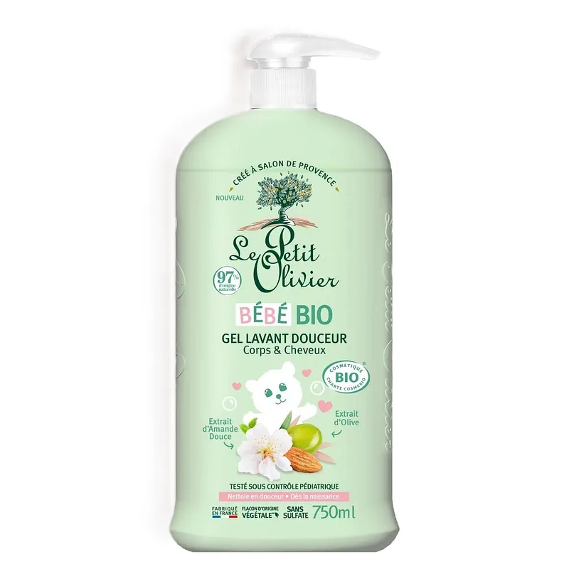 LE PETIT OLIVIER GEL LAVANT DOUCEUR CORPS ET CHEVEUX BEBE BIO 750ML