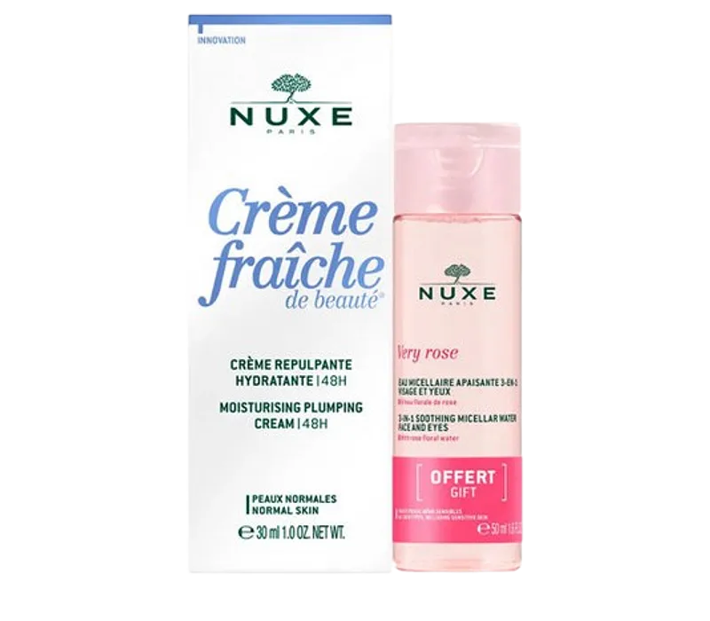 NUXE PACK CREME FRAICHE DE BEAUTE CREME RICHE 30ML + VERY ROSE EAU MICELLAIRE APAISANTE 3EN1 50ML
