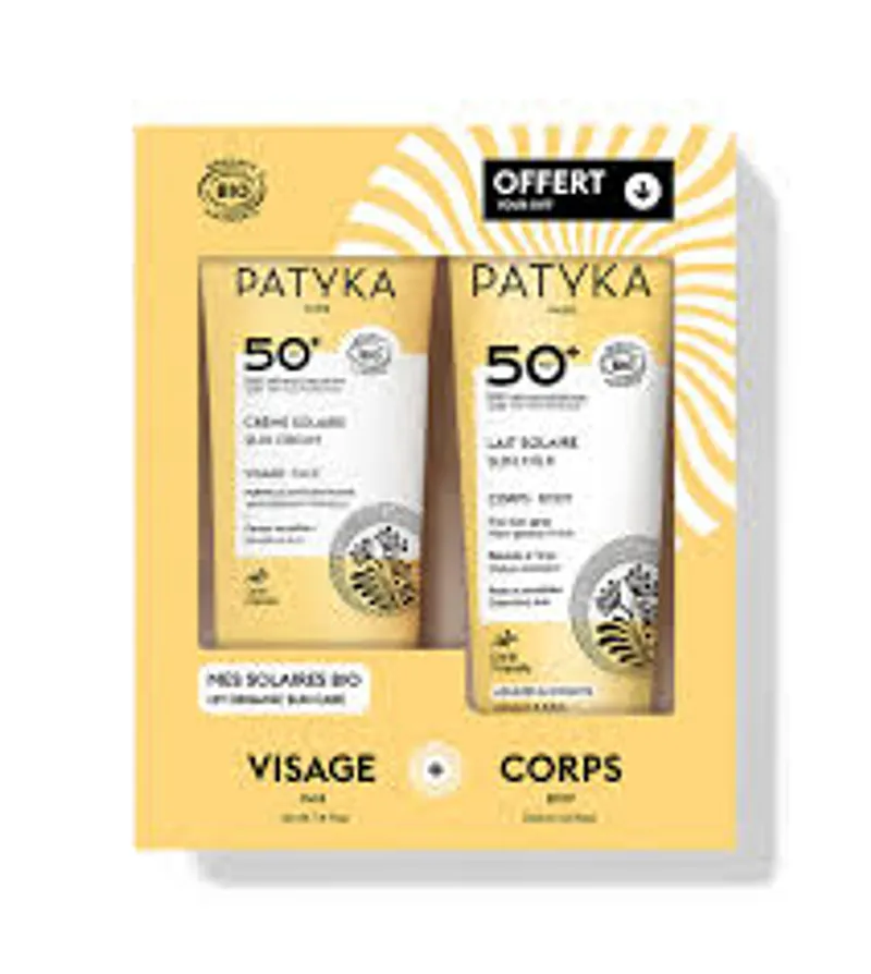 Patyka Coffret Creme Solaire Visage Spf50+ 40ml + Lait Solaire Corps 100ml