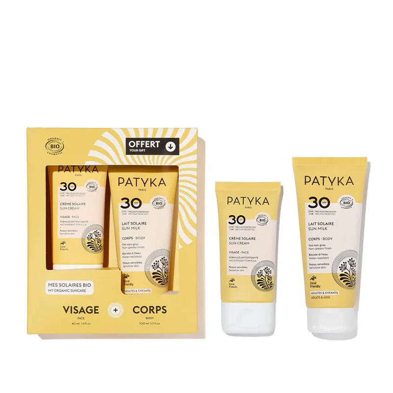 PATYKA COFFRET CREME SOLAIRE VISAGE SPF30+ 40ML + LAIT SOLAIRE CORPS 100ML