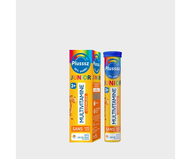PLUSSSZ JUNIOR MULTIVITAMINE GOUT FRUIT TROPICAL BOITE DE 20 COMPRIMES EFFERVESCENT