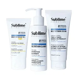 Sublime Cosmetics Dry Skin Essentials Nutrilogy 5 Pack Multivitamin Cleanser 100ml + Multivitamin Cream 100ml + Daily Uv Shield 50+ Spf50 50ml