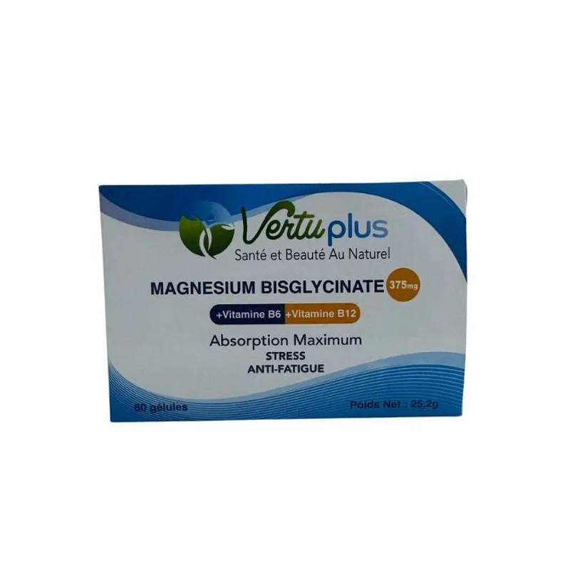 VERTUPLUS MAGNESIUM BISGLYCINATE 375MG + VITAMINE B6 + VITAMINE B12 B60 GELULES