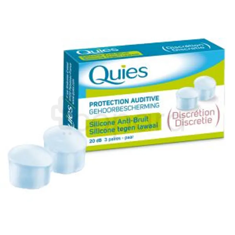 QUIES PROTECTION AUDITIVE SILICONE ANTI-BRUIT DISCRETION BOITE DE 3 PAIRES