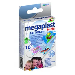 MEGAPLAST KIDS TATTOO EFFECT PANSEMENTS POUR ENFANTS BOITE DE 16