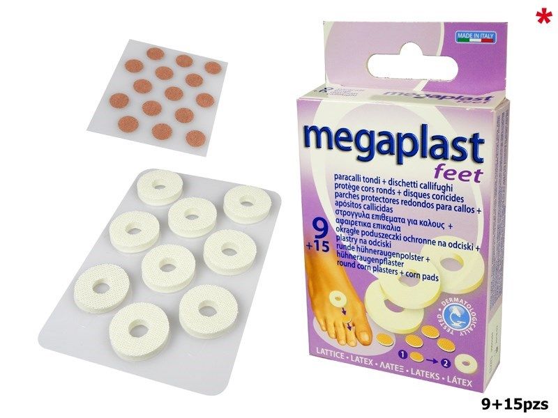 MEGAPLAST FEET PROTEGE CORS RONDS BOITE DE 9 + DISQUES CORICIDES BOITE DE 15 REFERENCE 112790