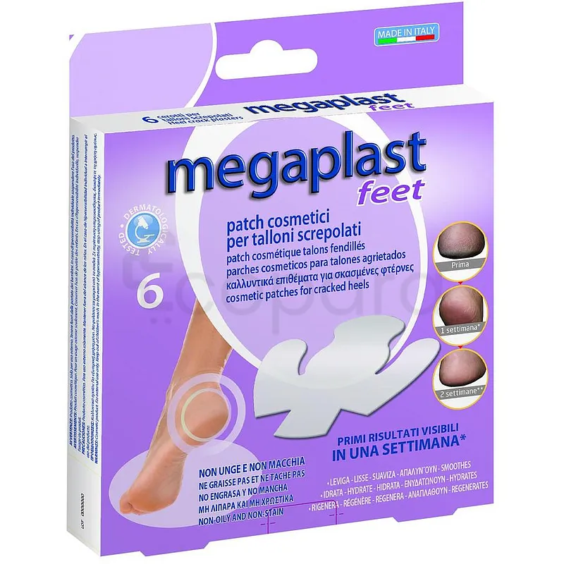 MEGAPLAST FEET PATCH COSMETIQUE TALONS FENDILLES BOITE DE 6 REFERENCE 112844