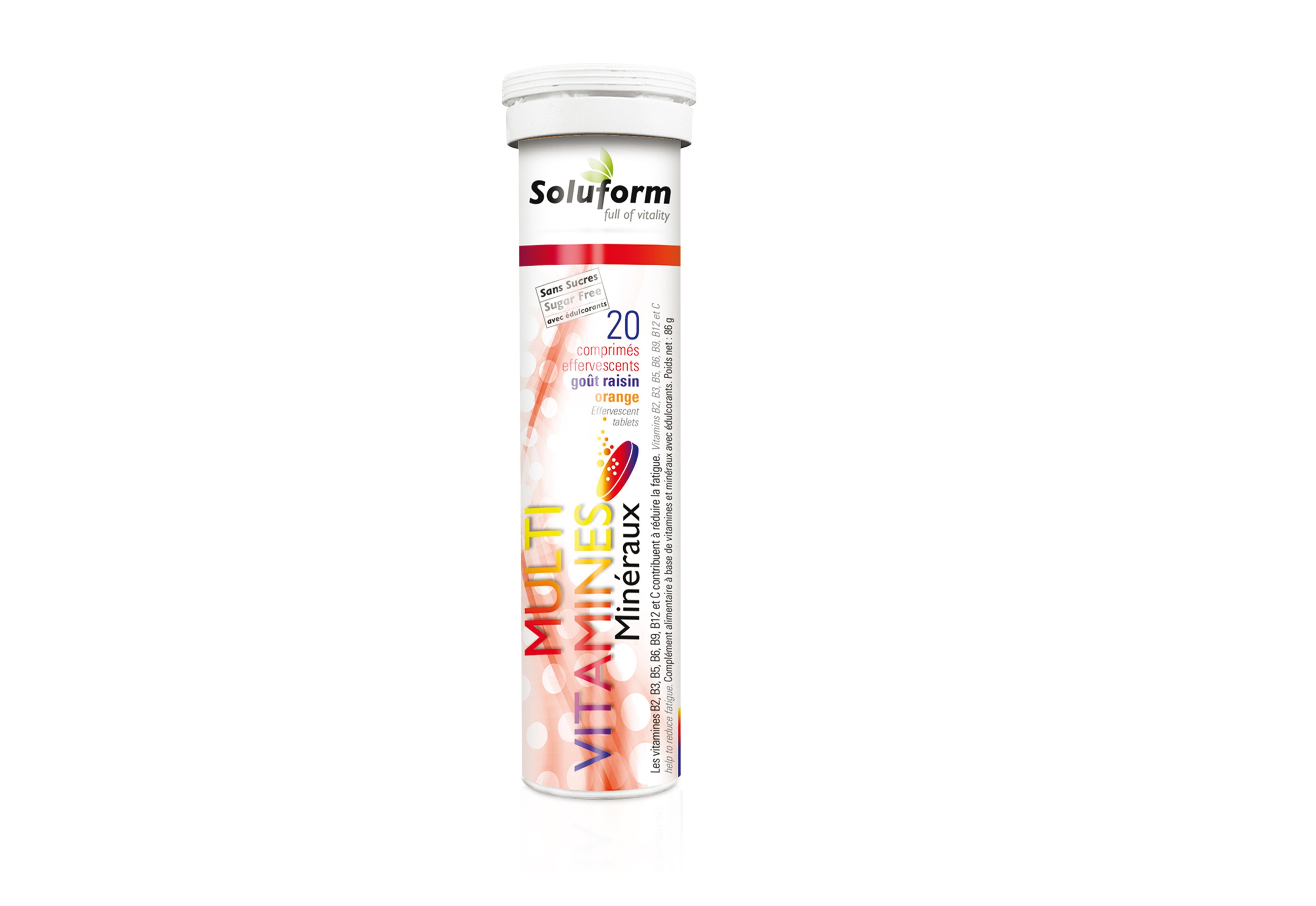 SOLUFORM MULTIVITAMINES MINERAUX BOITE DE 20 COMPRIMES EFFERVESCENTS