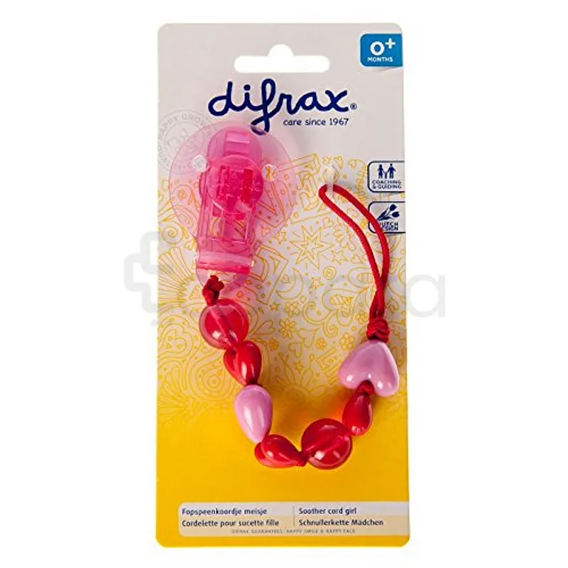 DIFRAX ATTACHE SUCETTE A PERLES ROSE 0MOIS+ REFERENCE 980