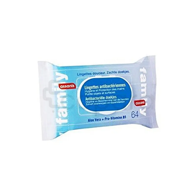 ASSANIS LINGETTES ANTIBACTERIENNES FAMILY BOITE DE 64