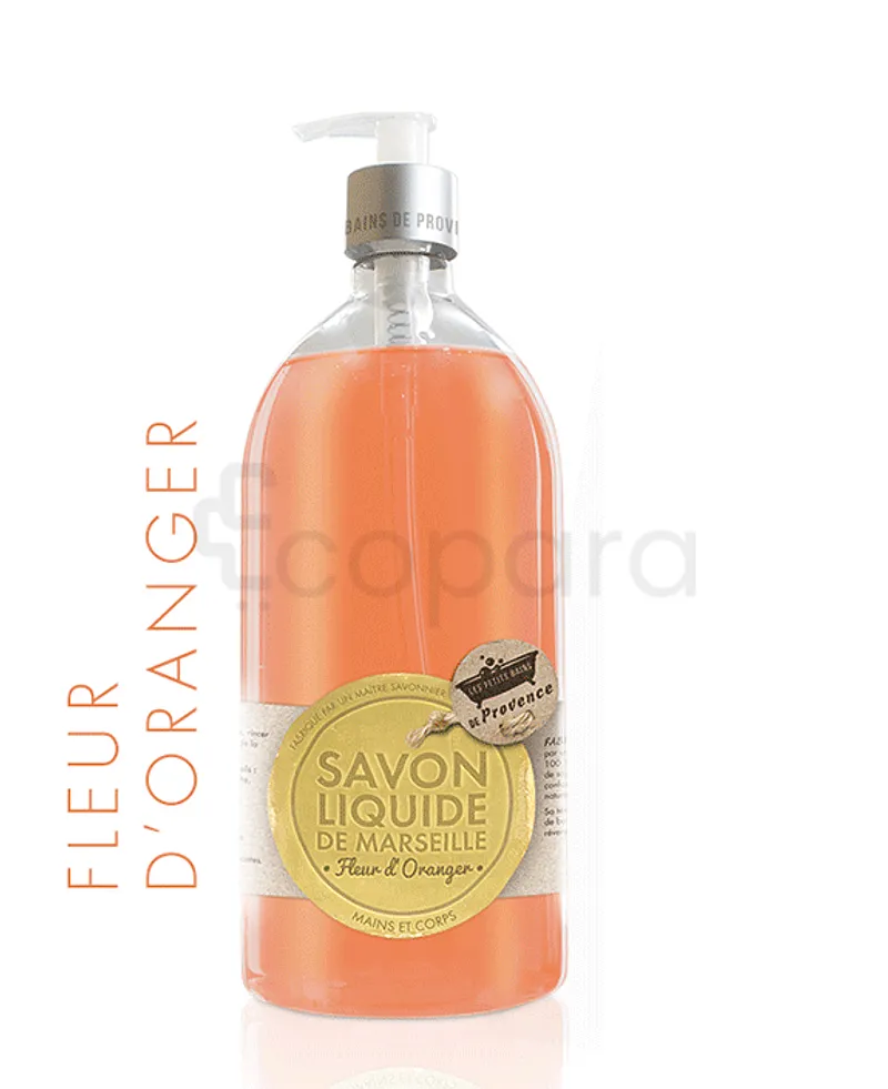 LES PETITS BAINS DE PROVENCE SAVON LIQUIDE DE MARSEILLE FLEUR D'ORANGER 1L