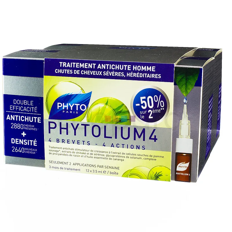PHYTOLIUM 4 SERUM DOUBLE EFFICACITE ANTI-CHUTE+DENSITE 2ML BOITE DE 12