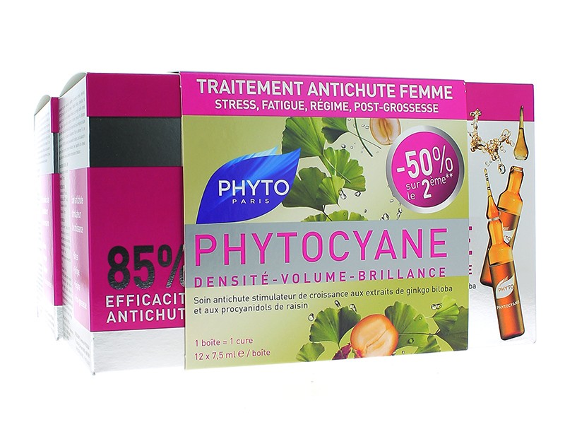 PHYTOCYANE TRAITEMENT ANTI-CHUTE FEMME 85% EFFICACITE 7.5ML BOITE DE 12