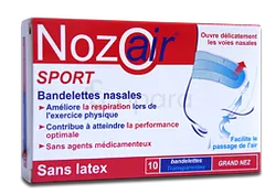 NOZOAIR SPORT BANDELETTES NASALES GRAND NEZ BOITE DE 10