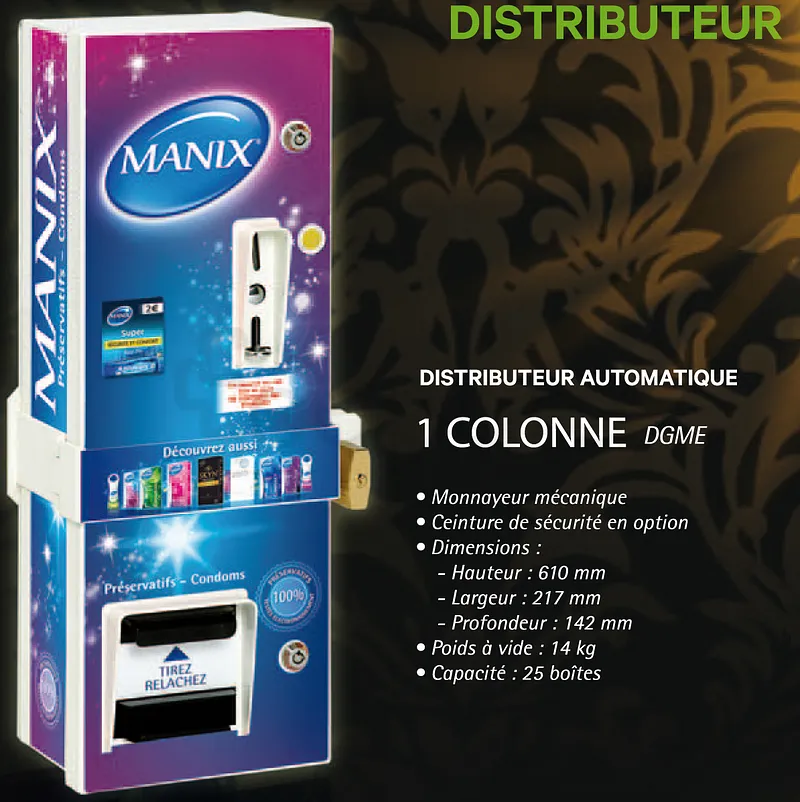MANIX DISTRIBUTEUR AUTOMATIQUE 1 COLONNE 610MM*217MM 14KG CAPACITE 25 BOITES