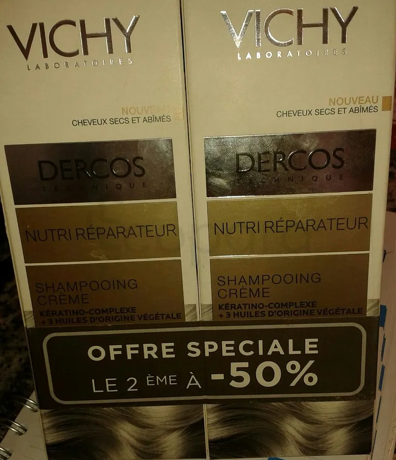 VICHY DERCOS NUTRI RÉPARATEUR SHAMPOOING CREME 200ML B2 OFFRE SPECIALE LE 2EME A -50%