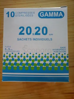 GAMMA COMPRESSES STERILISEES 20CM*20CM BOITE DE 10