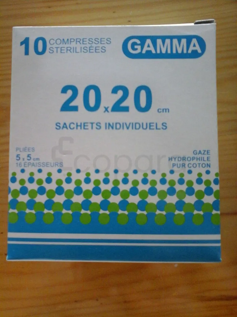 GAMMA COMPRESSES STERILISEES 20CM*20CM BOITE DE 10