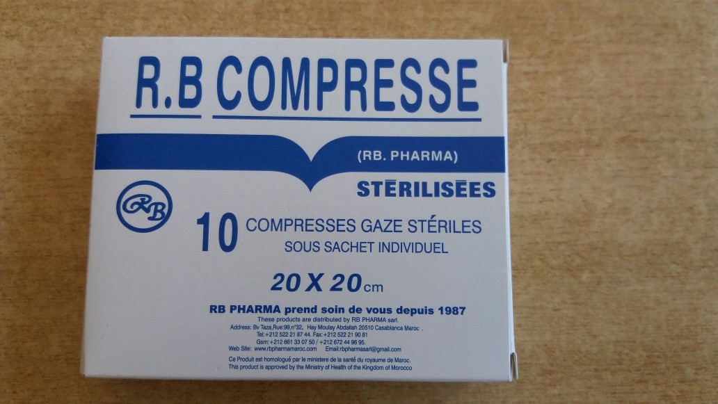 RB COMPRESSE GAZ STERILES 20CM*20CM BOITE DE 10