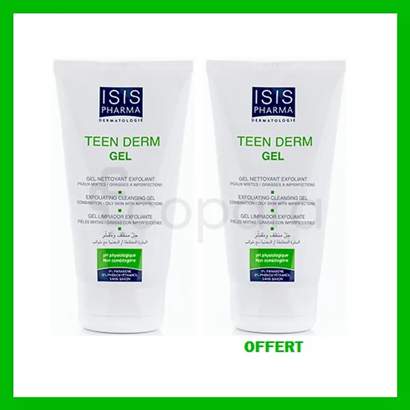 ISISPHARMA TEEN DERM GEL NETTOYANT EXFOLIANT 150ML + 1 OFFERT