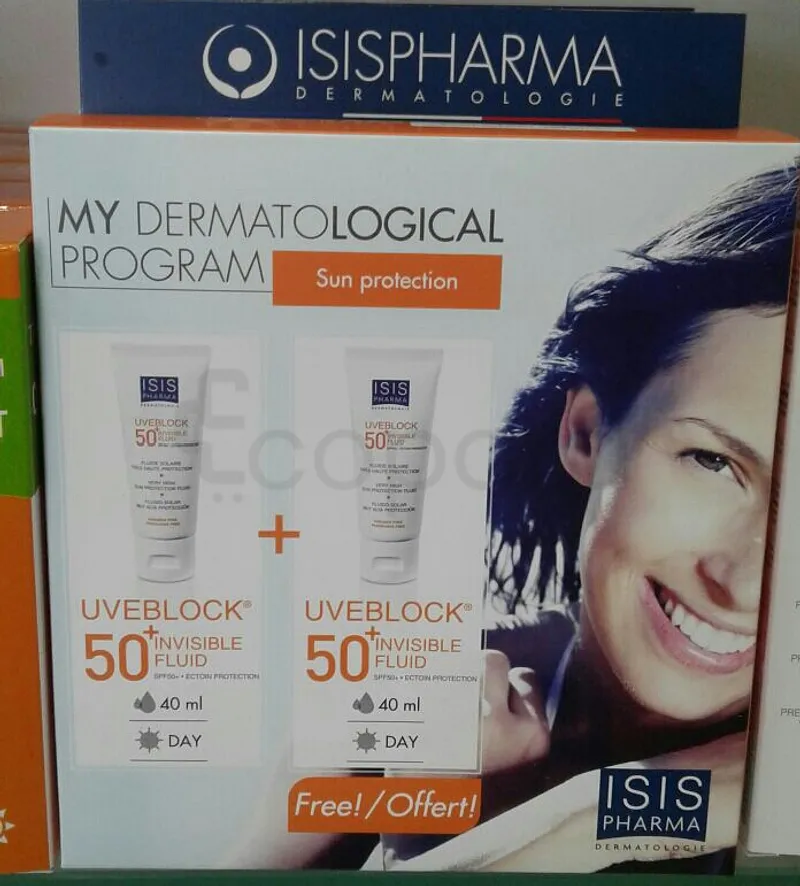 ISISPHARMA PACK UVEBLOCK 50+ INVISIBLE FLUID 40ML + UVEBLOCK 50+ INVISIBLE FLUID 40ML OFFERT