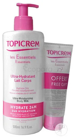 TOPICREM ULTRA-HYDRATANT LAIT CORPS 500ML + GEL NETTOYANT DOUCEUR 75ML