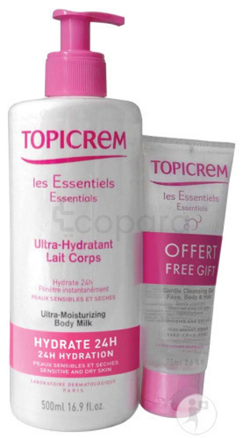 TOPICREM ULTRA-HYDRATANT LAIT CORPS 500ML + GEL NETTOYANT DOUCEUR 75ML