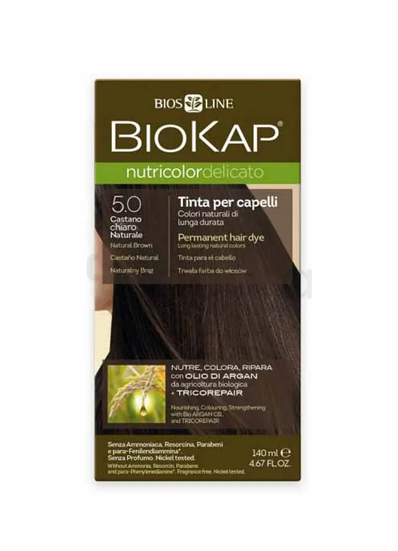 BIOKAP NUTRICOLOR DELICATO NUMERO 5.0 CHATAIN CLAIR 140ML