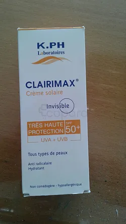 CLAIRIMAX CREME SOLAIRE INVISIBLE TRES HAUTE PROTECTION SPF50+ UVA+UVB