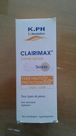 CLAIRIMAX CREME SOLAIRE TEINTEE TRES HAUTE PROTECTION SPF50+ UVA+UVB