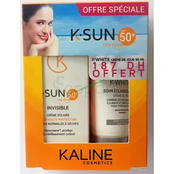 KALINE PACK K-SUN ECRAN SOLAIRE COUVRANT SPF50+ 50ML + K-WHITE SOIN ECLAIRCISSANT CREME DE JOUR 50ML