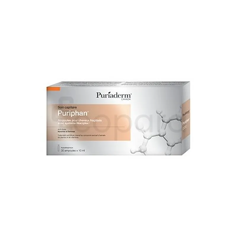 PURIADERM PURIPHAN AMPOULES POUR CHEVEUX FRAGILISES TRAITEMENT ANTI-CHUTE BOITE DE 30 AMPOULES 10ML