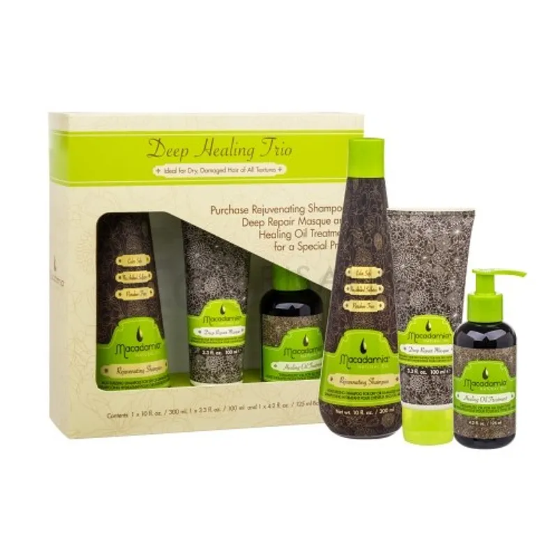 MACADAMIA COFFRET DEEP HEALING TRIO REJUVENATING SHAMPOOING 300ML + DEEP REPAIR MASQUE 100ML + HEALING OIL TREATMENT 125ML