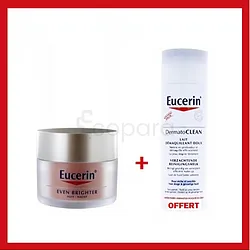 EUCERIN PACK EVEN BRIGHTER SOIN DE JOUR 50ML + DERMATOCLEAN LAIT DEMAQUILLANT DOUX OFFERT