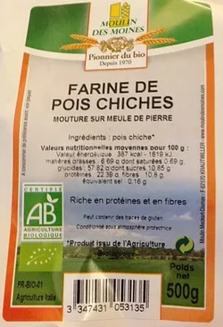 MOULIN DES MOINES FARINE DE POIS CHICHES 500G