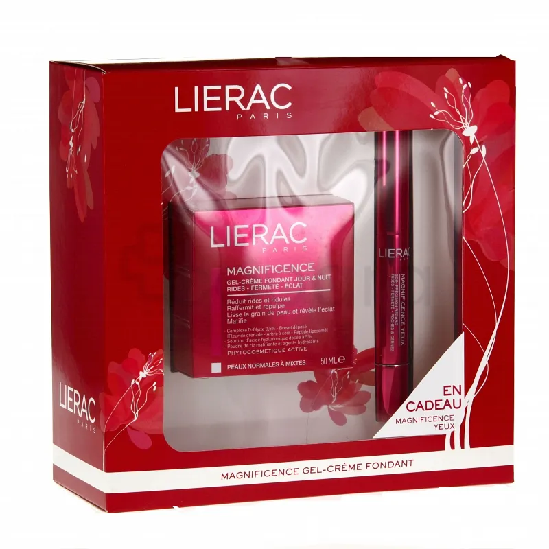 LIERAC COFFRET MAGNIFICENCE GEL CREME FONDANT JOUR ET NUIT 50ML + MAGNIFICENCE YEUX 4G OFFERT PEAUX NORMALES A MIXTES