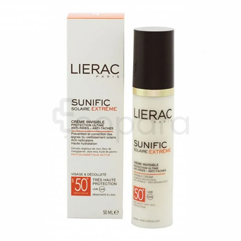 LIERAC SUNIFIC SOLAIRE EXTREME CREME INVISIBLE ANTI-RIDES ET TACHES SPF50+ 50ML