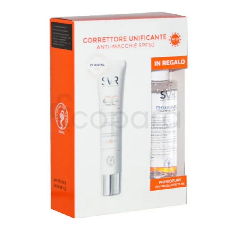 SVR COFFRET CLAIRIAL CC CREME SPF50 TEINTE BEIGE 40ML + PHYSIOPURE EAU MICELLAIRE 75ML